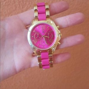 Pink and gold watch